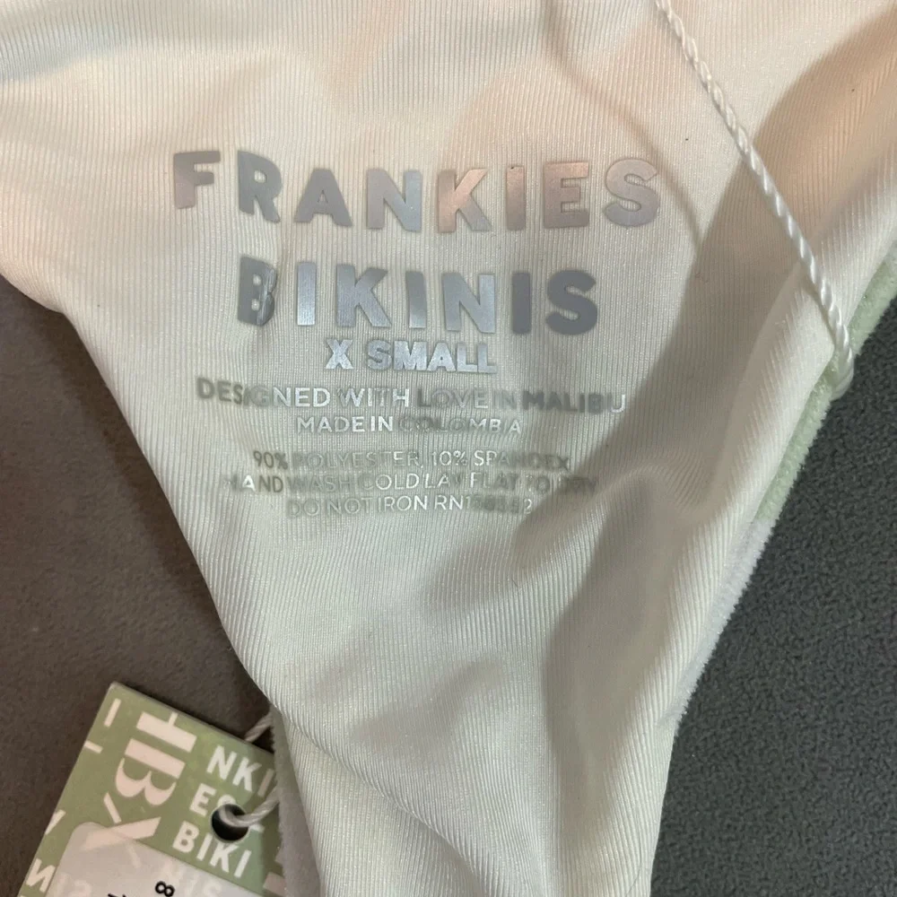Frankie’s Bikinis light green checkered two piece bikini brand New